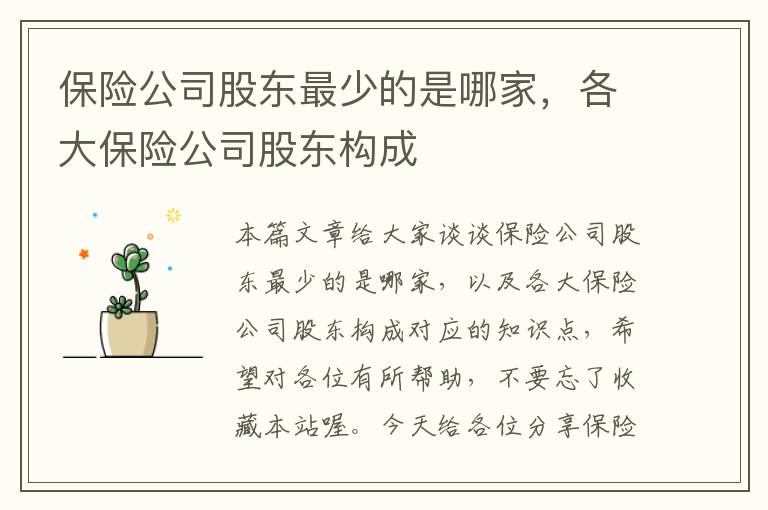 保险公司股东最少的是哪家，各大保险公司股东构成