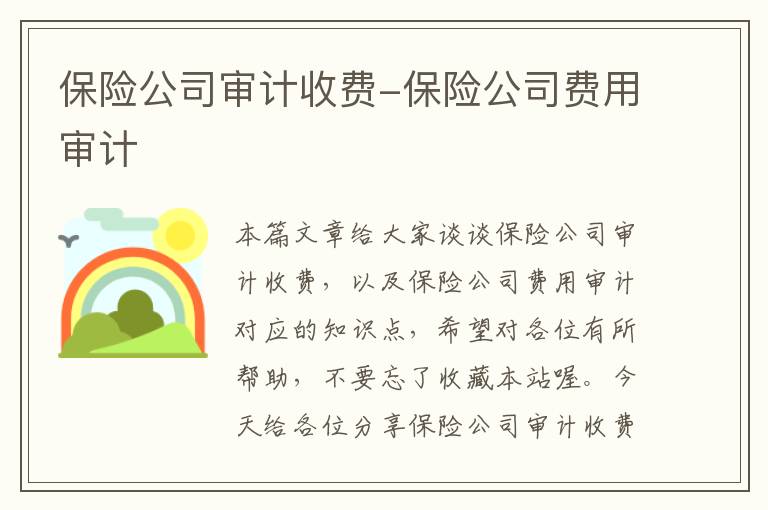 保险公司审计收费-保险公司费用审计