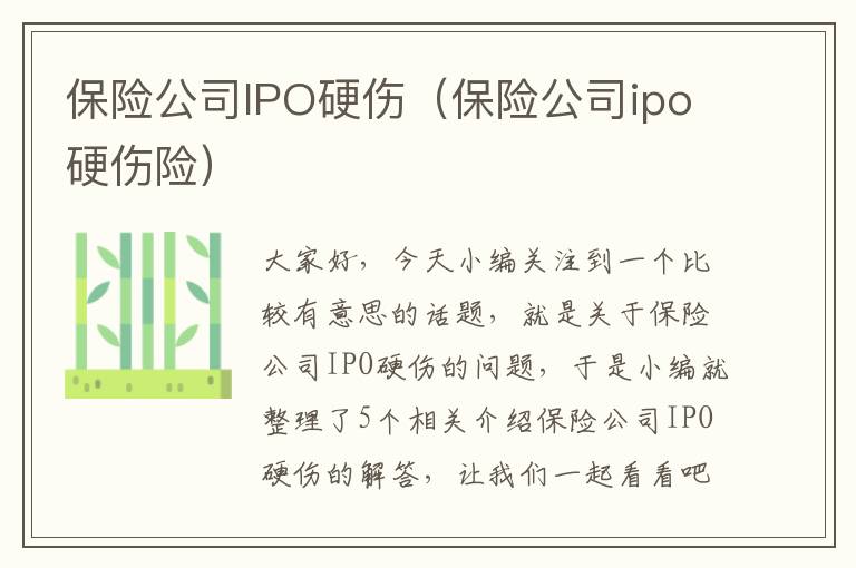 保险公司IPO硬伤（保险公司ipo硬伤险）