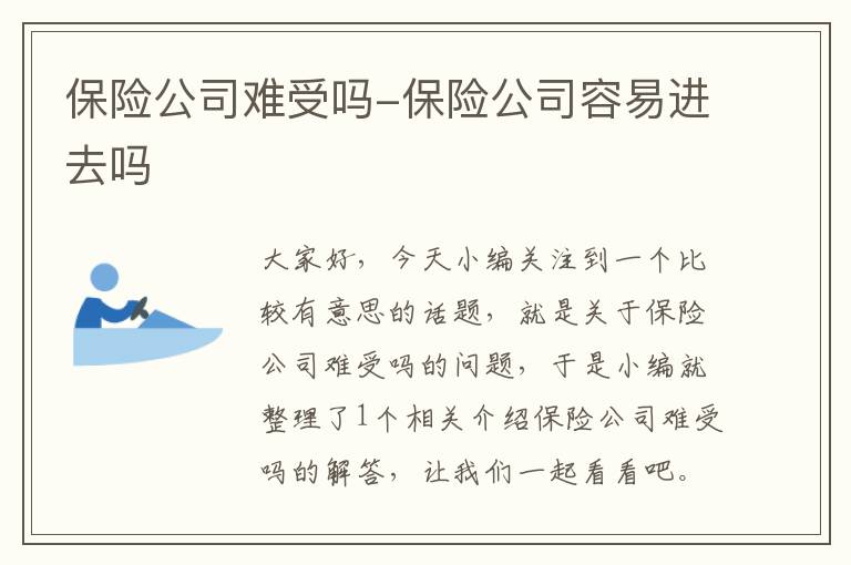 保险公司难受吗-保险公司容易进去吗