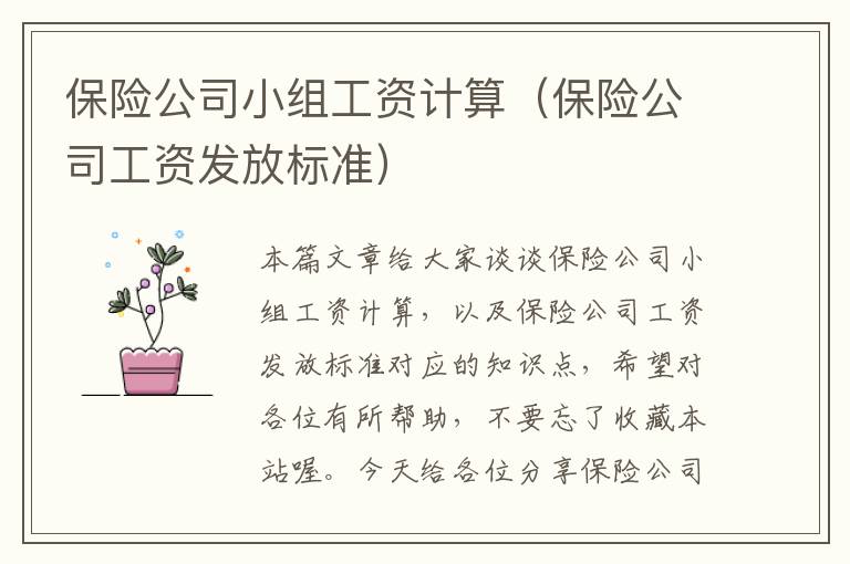 保险公司小组工资计算（保险公司工资发放标准）