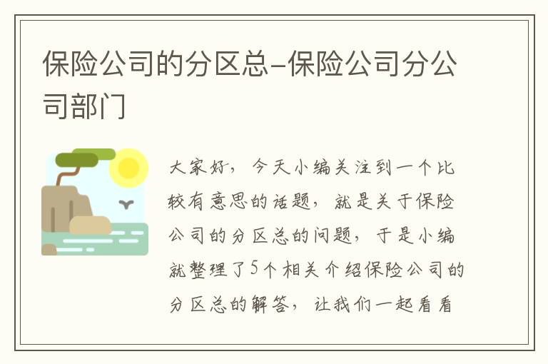 保险公司的分区总-保险公司分公司部门