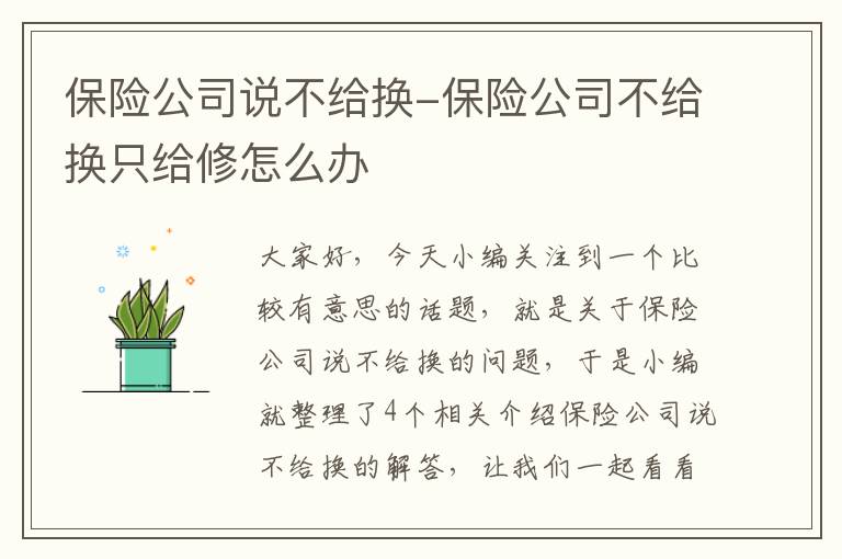 保险公司说不给换-保险公司不给换只给修怎么办