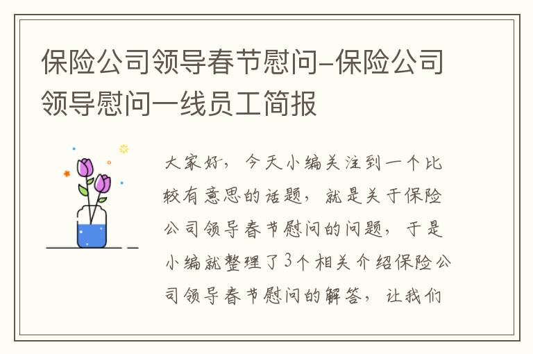 保险公司领导春节慰问-保险公司领导慰问一线员工简报