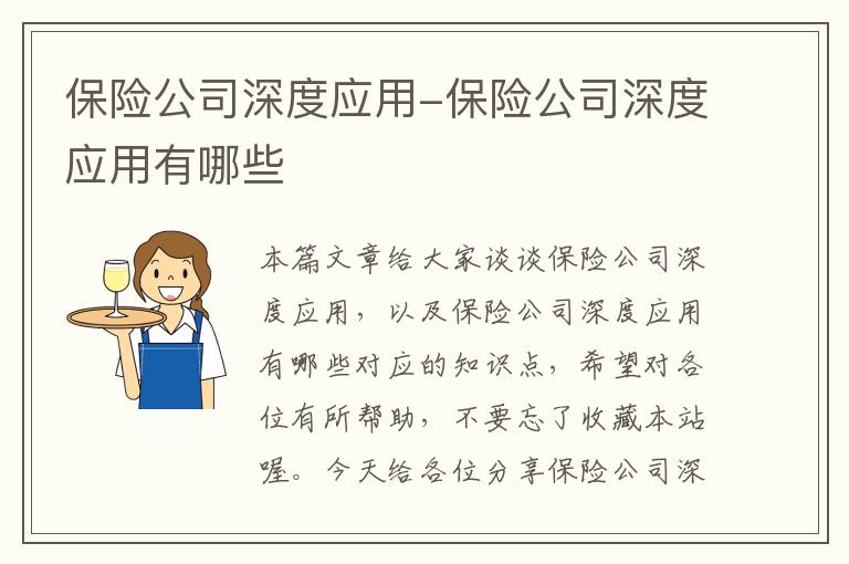 保险公司深度应用-保险公司深度应用有哪些