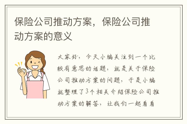 保险公司推动方案，保险公司推动方案的意义