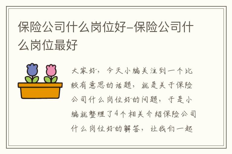 保险公司什么岗位好-保险公司什么岗位最好