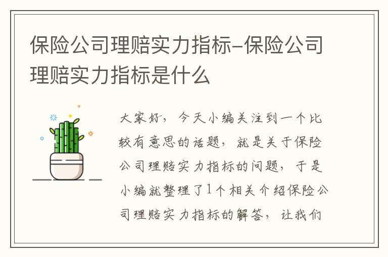 保险公司理赔实力指标-保险公司理赔实力指标是什么