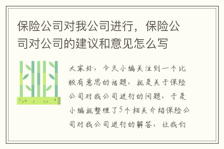 保险公司对我公司进行，保险公司对公司的建议和意见怎么写