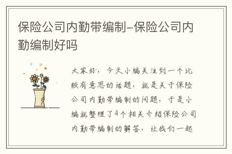 保险公司内勤带编制-保险公司内勤编制好吗