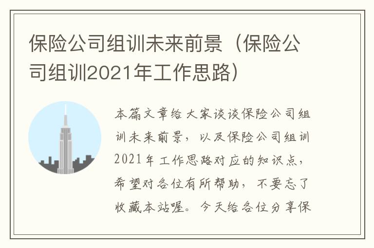 保险公司组训未来前景（保险公司组训2021年工作思路）