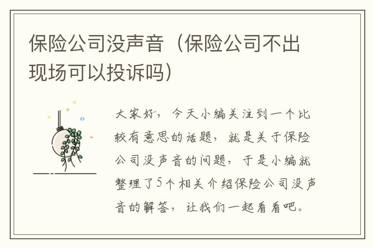 保险公司没声音（保险公司不出现场可以投诉吗）