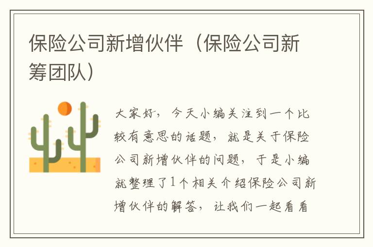 保险公司新增伙伴（保险公司新筹团队）