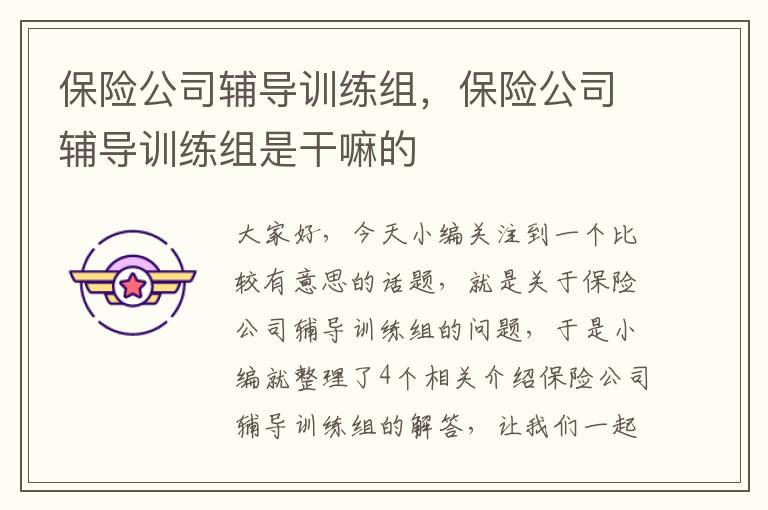 保险公司辅导训练组，保险公司辅导训练组是干嘛的