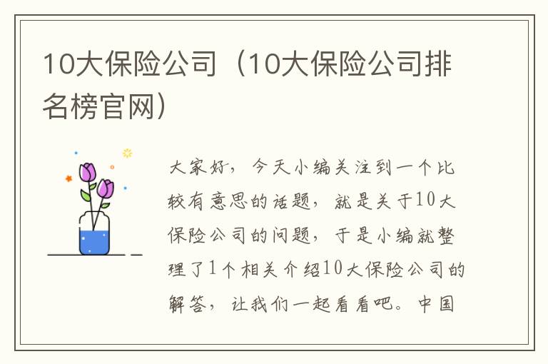 10大保险公司（10大保险公司排名榜官网）