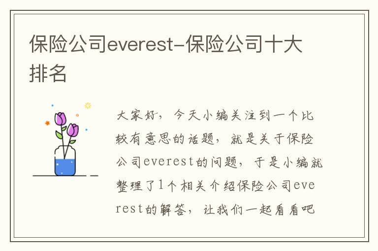 保险公司everest-保险公司十大排名