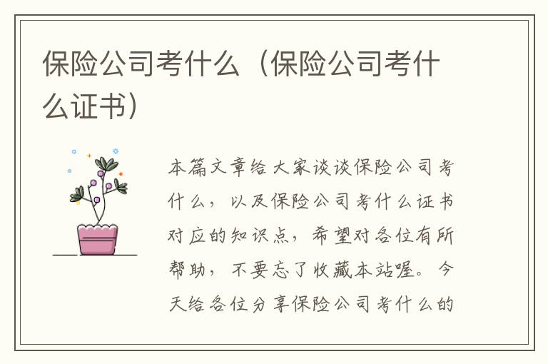 保险公司考什么（保险公司考什么证书）