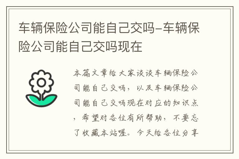 车辆保险公司能自己交吗-车辆保险公司能自己交吗现在