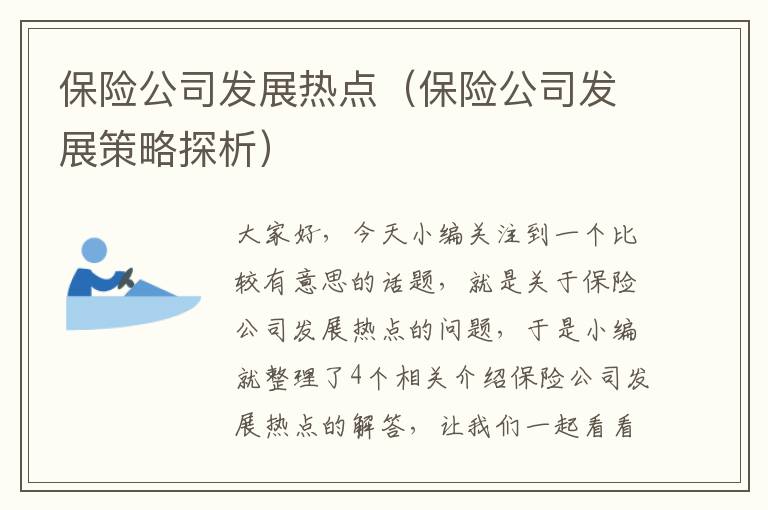 保险公司发展热点（保险公司发展策略探析）