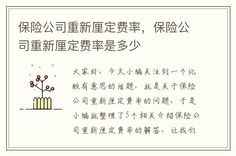 保险公司重新厘定费率，保险公司重新厘定费率是多少