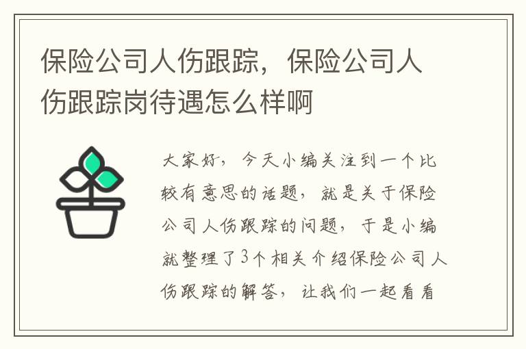 保险公司人伤跟踪，保险公司人伤跟踪岗待遇怎么样啊