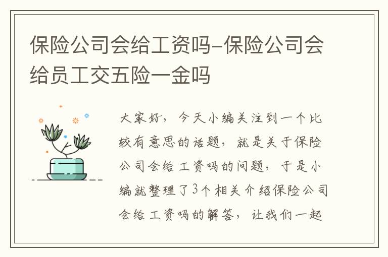 保险公司会给工资吗-保险公司会给员工交五险一金吗