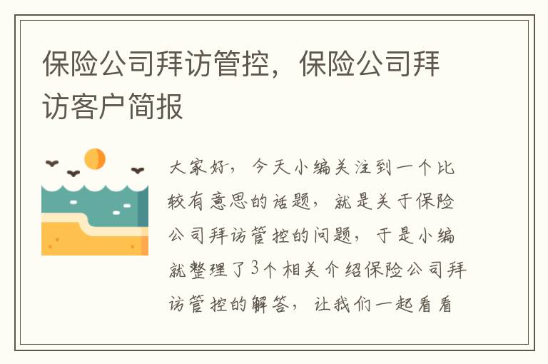 保险公司拜访管控，保险公司拜访客户简报