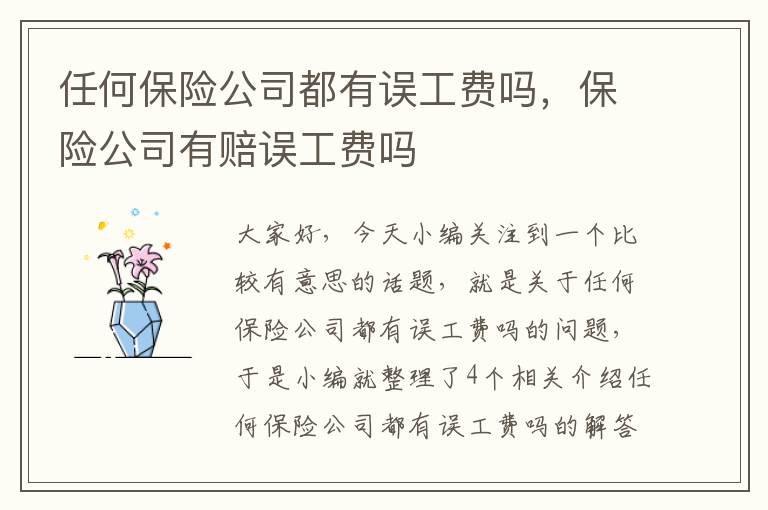 任何保险公司都有误工费吗，保险公司有赔误工费吗