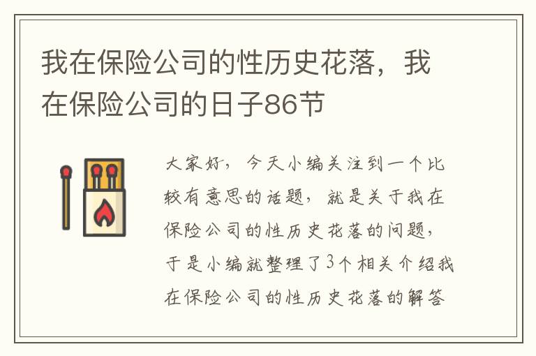 我在保险公司的性历史花落，我在保险公司的日子86节