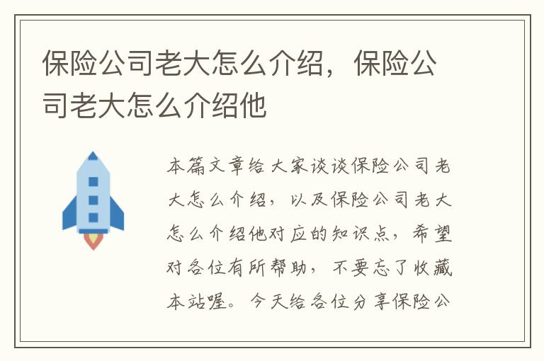 保险公司老大怎么介绍，保险公司老大怎么介绍他