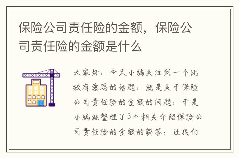 保险公司责任险的金额，保险公司责任险的金额是什么