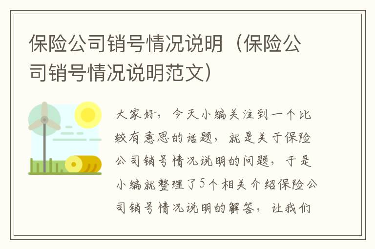 保险公司销号情况说明（保险公司销号情况说明范文）