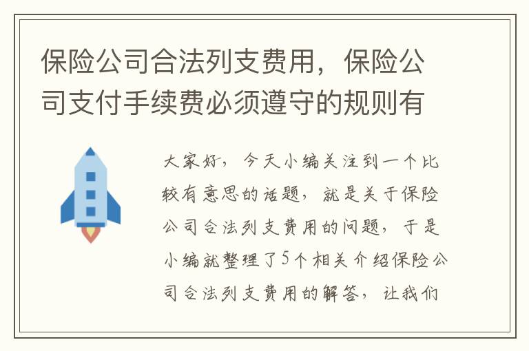 保险公司合法列支费用，保险公司支付手续费必须遵守的规则有