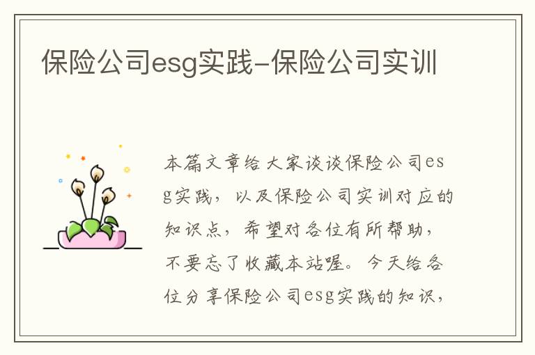 保险公司esg实践-保险公司实训