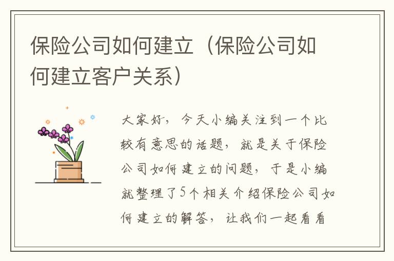 保险公司如何建立（保险公司如何建立客户关系）