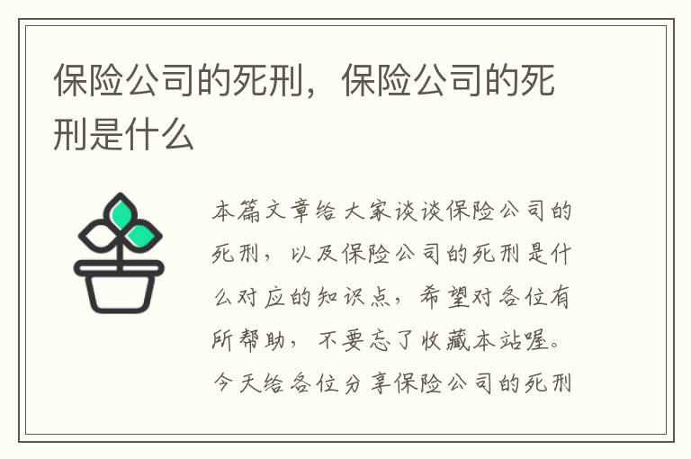 保险公司的死刑，保险公司的死刑是什么