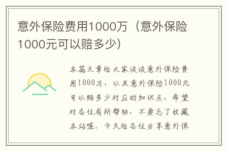 意外保险费用1000万（意外保险1000元可以赔多少）