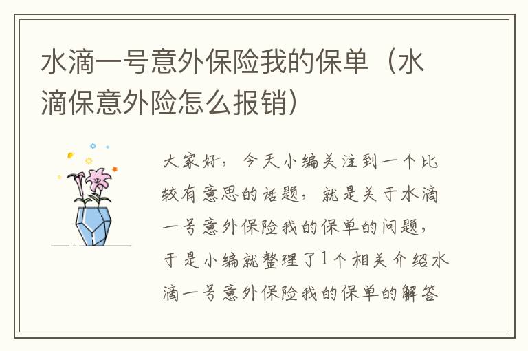 水滴一号意外保险我的保单（水滴保意外险怎么报销）