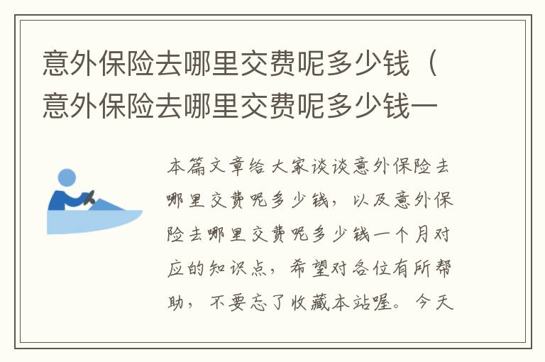 意外保险去哪里交费呢多少钱（意外保险去哪里交费呢多少钱一个月）