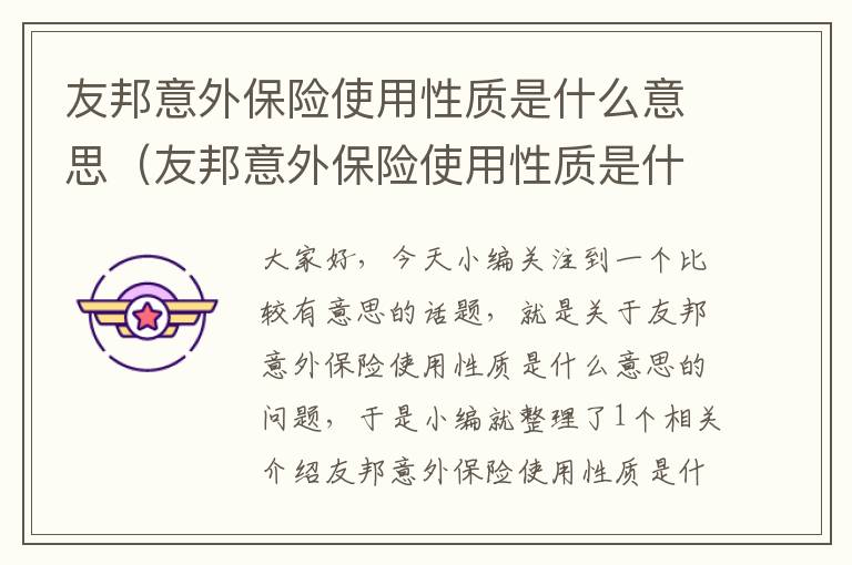 友邦意外保险使用性质是什么意思（友邦意外保险使用性质是什么意思啊）