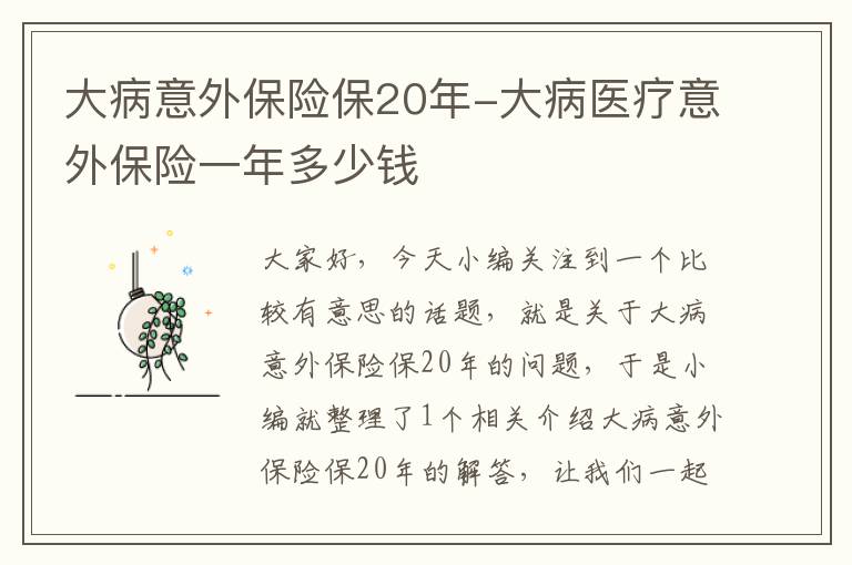 大病意外保险保20年-大病医疗意外保险一年多少钱