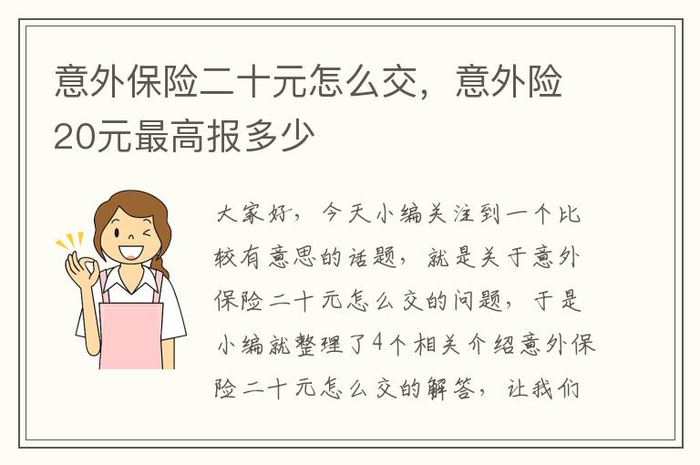 意外保险二十元怎么交，意外险20元最高报多少