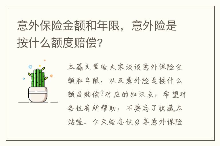 意外保险金额和年限，意外险是按什么额度赔偿?