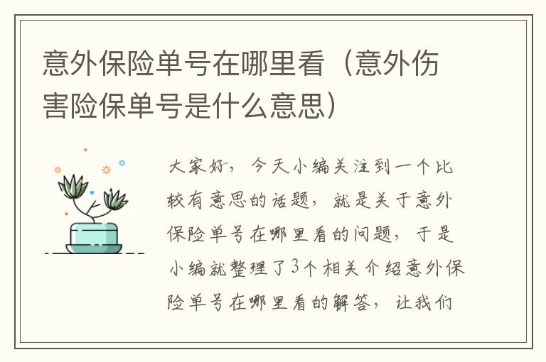 意外保险单号在哪里看（意外伤害险保单号是什么意思）