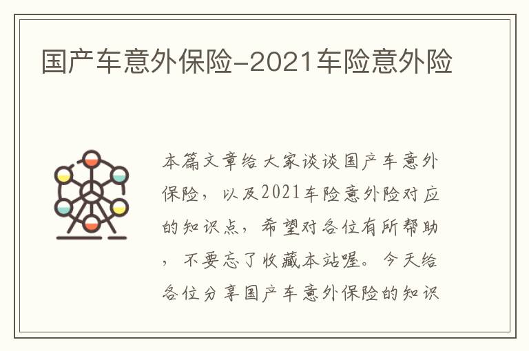 国产车意外保险-2021车险意外险