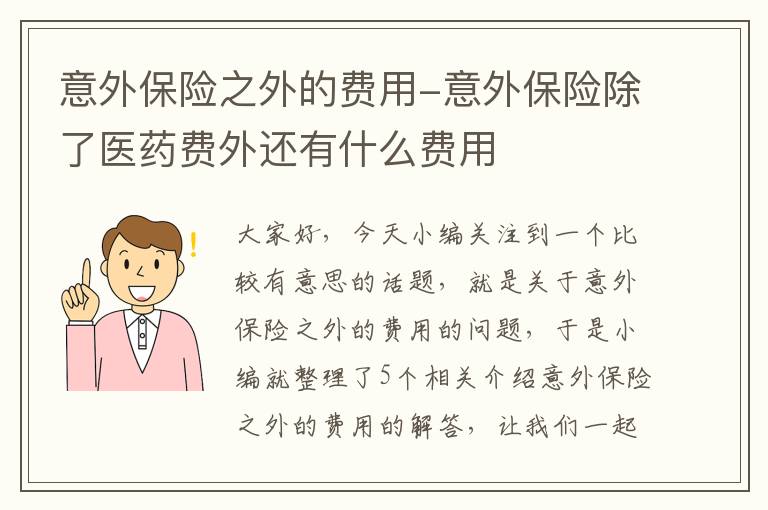 意外保险之外的费用-意外保险除了医药费外还有什么费用