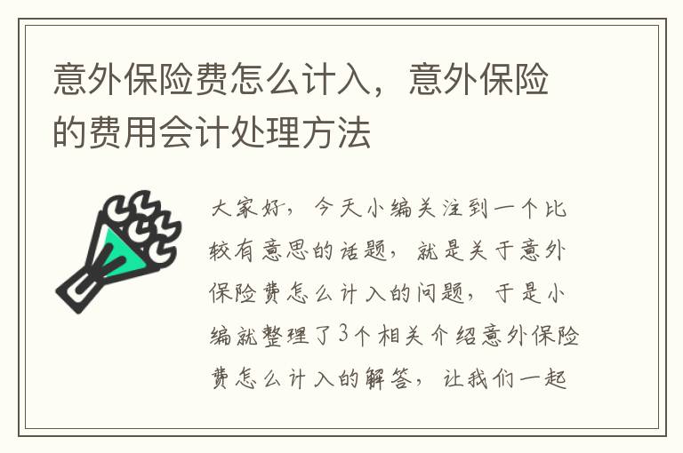 意外保险费怎么计入，意外保险的费用会计处理方法