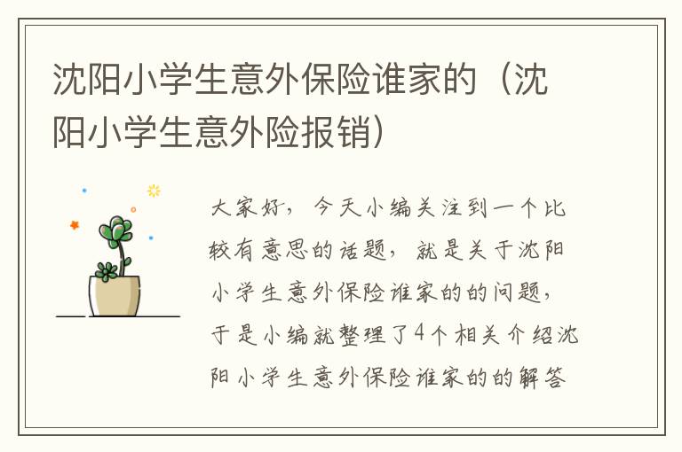 沈阳小学生意外保险谁家的（沈阳小学生意外险报销）