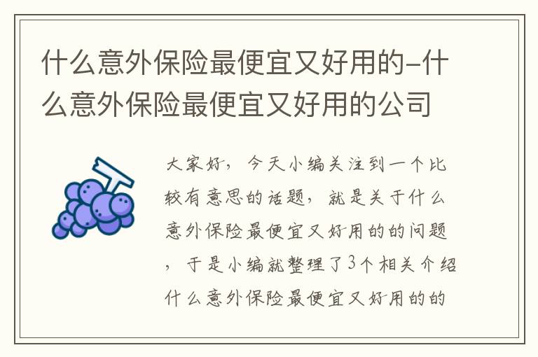 什么意外保险最便宜又好用的-什么意外保险最便宜又好用的公司