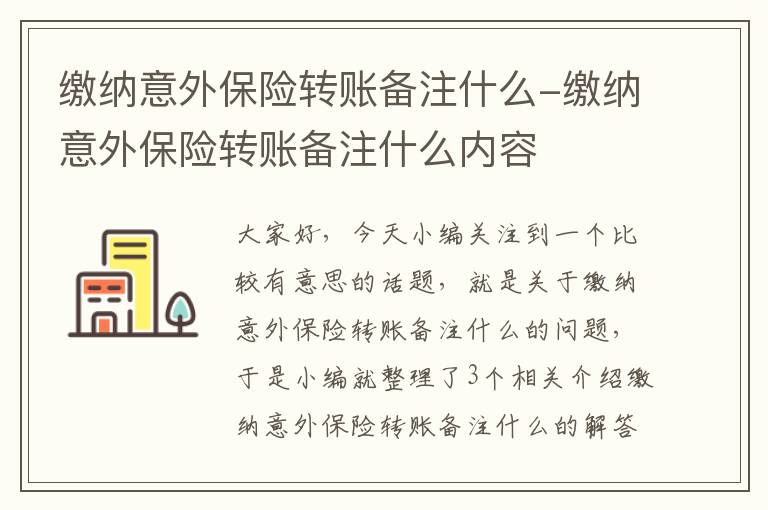 缴纳意外保险转账备注什么-缴纳意外保险转账备注什么内容